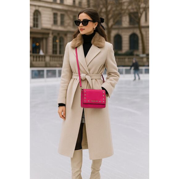 Michael Kors Pink Leather Mini Bag | Heart Studs | Removable Chain | NWOT Gift - Picture 1 of 16